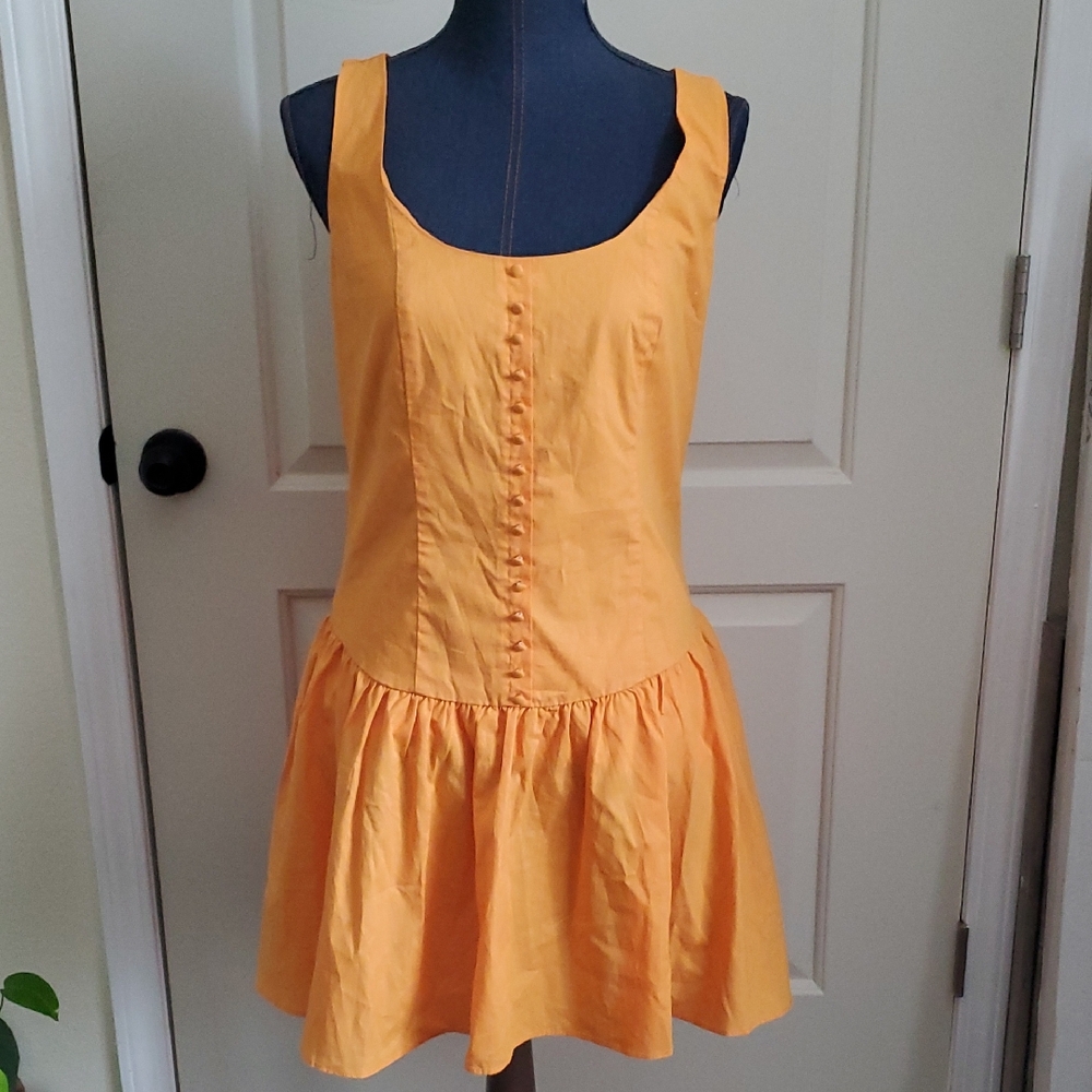 Elegant Orange Sleeveless Dress